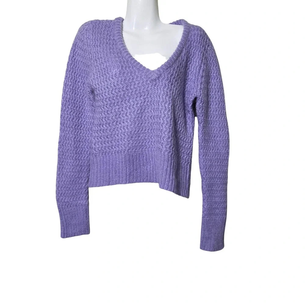 Happy Sheep Lavender Mohair Extra Fine Merino Wool V-Neck Sweater Italy Large‎ - Picture 3 of 10